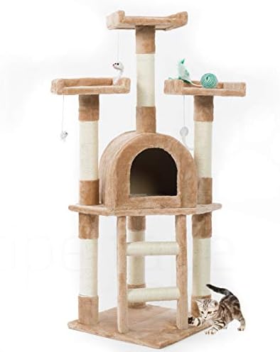 TIPE TAPE Scratching Post for Cats Tree Playground Game Tira Scratches for Cat by 115 cm, beige