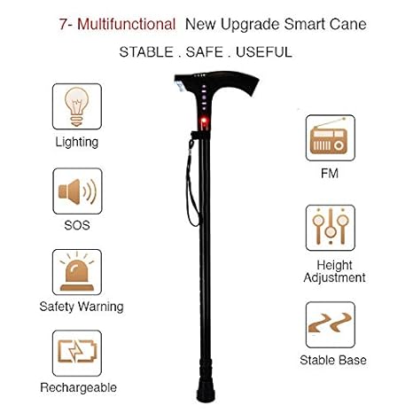 Walking stick with light and siren