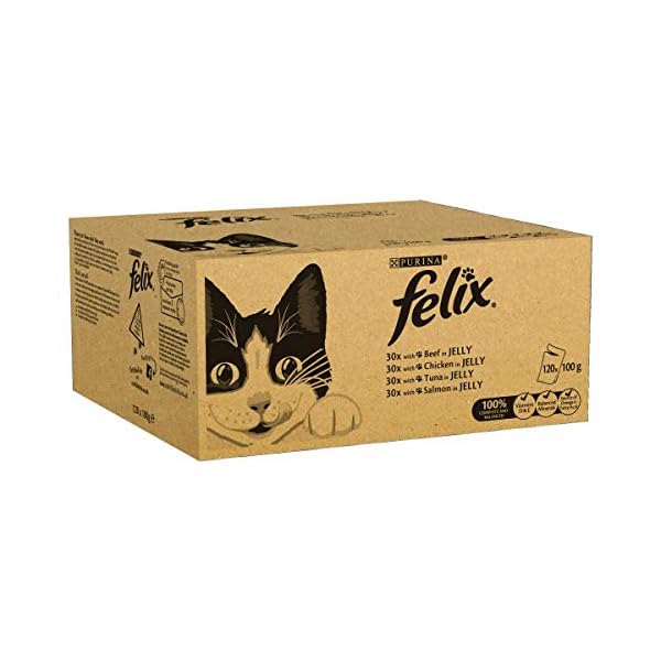 Felix-Mixed-Selection-in-Jelly-Cat-Food-120-Pouches-120-x-100-g Felix Adult Wet Cat Food Mixed Selection in Jelly Beef, Chicken, Tuna, Salmon 120 x 100g Pouches