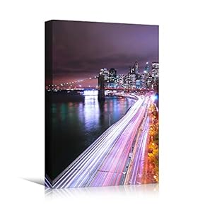 signwin Canvas Wall Art Road Lights Cityscape Colorful...