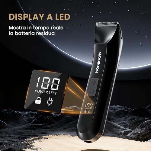 MAXGROOM Men's Electric Shaver Body Shaver Intimate Parts Rechargeable Intimate Shaver with Wet and Dry Use, Face Hair, Back, Chest, Armpits and Intimate Parts