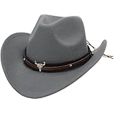 Nidalee Western Cowboy Hat for Women/Men Shapeable Wide Brim Cowgirls Hat with Belt Buckle Costume Party