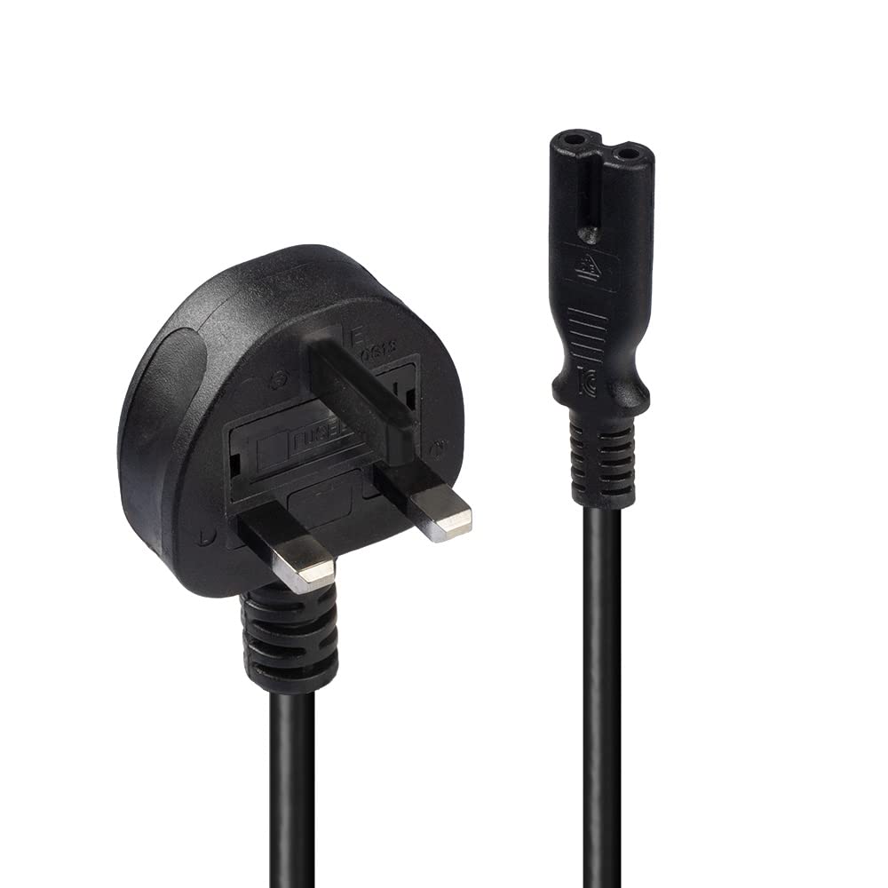 LINDY 1 m Mains Power Cable UK 3 Pin Plug to IEC C7 Power Cable - Black
