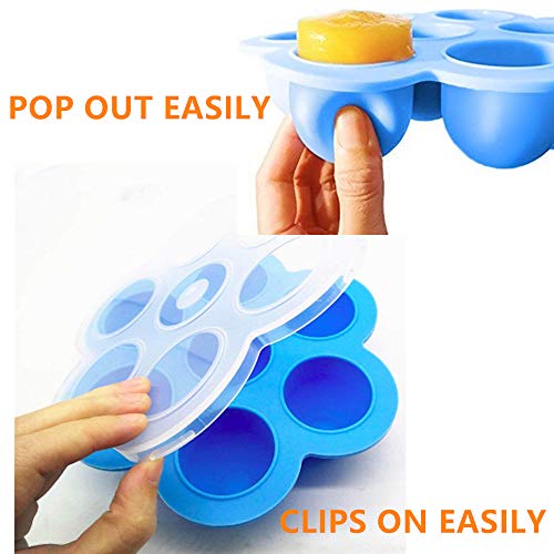 Silicone Egg Bites Molds 2 Pack Baby Food Storage Containers Freezer Trays with Lid and Baby Silicone Spoon for Instant Pot Accessories 5,6,8 qt Pressure Cooker