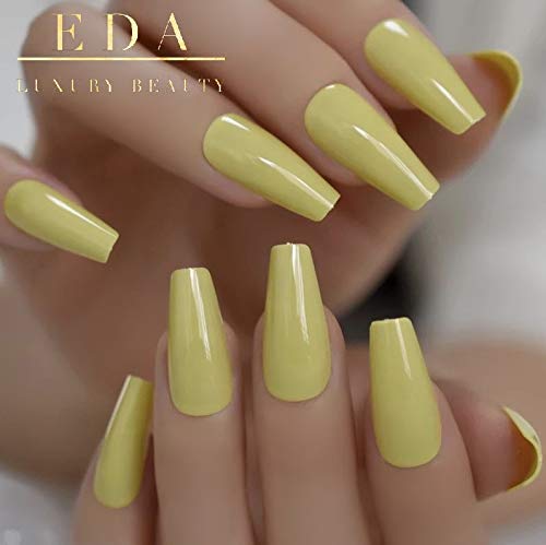 EDA LUXURY BEAUTY YELLOW GLAMOROUS DESIGN Full Cover Press On Gel Glitter Artificial Nail Tips Acrylic Shiny Extreme False Nails Extra Long Ballerina Ballet Coffin Square Super Fashion Fake Nails 1 EDA LUXURY BEAUTY YELLOW GLAMOROUS DESIGN Full Cover Press On Gel Glitter Artificial Nail Tips Acrylic Shiny Extreme False Nails Extra Long Ballerina Ballet Coffin Square Super Fashion Fake Nails