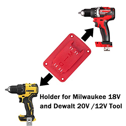 5 Packs Tool Holder Mount for Milwaukee M18 Tool,Also Fit for Dewalt 20V, 12V Dril Holder,Hanger (Lot of 5,Red) - Image 3