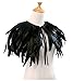 L'VOW Fashion Feather Cape Stole Black Shawl Iridescent