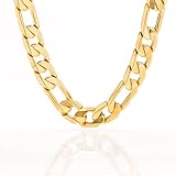 Lifetime Jewelry Figaro Chain 11MM, 24K Gold Over Semi-Precious Metals, Premium Fashion Jewelry, Hip Hop, Comes in a Box or Pouch for Gifts, Guaranteed for Life, 18 to 36 Inches