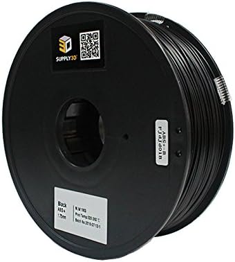 SUPPLY3D ABS+-1KG1.75-BLK, ABS Plus Black 3D Printer Filament, Dimensional Accuracy +/- 0.05 MM, 1 KG SPOOL, 1.75 MM, Black