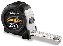 Komelon SM5425 Speed Mark Gripper Acrylic Coated Steel Blade Measuring Tape, 1-Inch X 25Ft , White