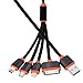 USB Charging Cable, 4 in 1 Multiple USB Charging Cable Adapter Connector with 8 Pin Lightning / 30 Pin/Micro USB/Mini USB Ports for iPhone 7 7 Plus,iPad,iPod Touch,Android and More