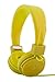 Polaroid PHP8500YL Neon Headphones with Mic, Foldable, Tangle-Proof, Compatible with All Devices, Yellow