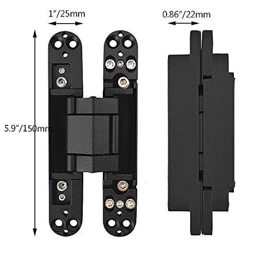 Alamic Invisible Hinges Concealed Door Hinge Heavy Duty Hidden Hinge 3D Adjustable Black 1