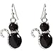 Heirloom Finds Crystal and Enamel Black Kitty Cat Dangle Earrings