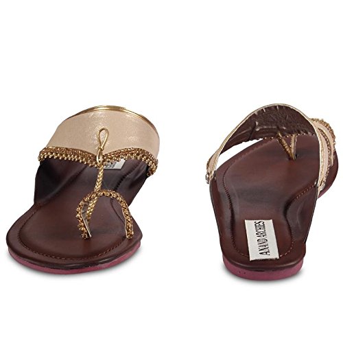 anand archies artificial leather gold flats for girl's & women's (aa-368-p)