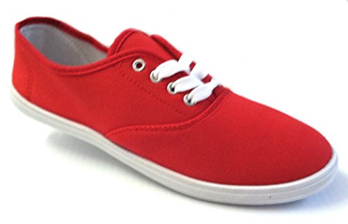 Shoes 18 Womens Canvas Shoes Lace up Sneakers 18 Colors Available (8 B(M) US, Red 324)