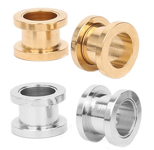 BodyJ4You 4G Plugs Surgical Steel Screw Fit Flesh 5mm Tunnel 4 Gauge - 4 Pieces