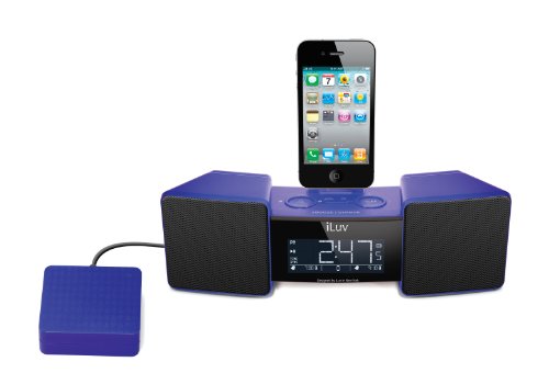 iLuv Vibro II Alarm Clock 30-Pin Speaker Dock with Bed Shaker (Blue) (Discontinued by Manufacturer)