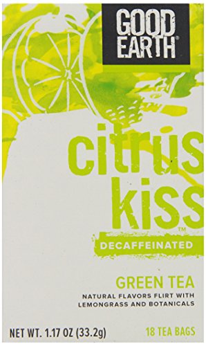 Good Earth Citrus Kiss Decaffeinated Green Tea, 18 Count Tea Bags (Pack of 6)