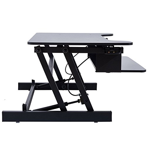 Adjustable 32'' Standing Desk, JOYBASE Ergonomic Stand-Up Desk Converter, Tabletop Monitor Laptop Riser Platform Station (Black)