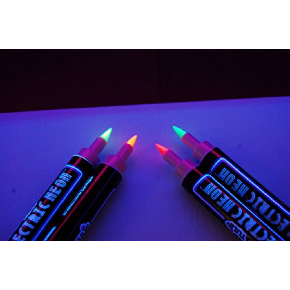 Blacklight Reactive Electric Neon Permanent Fabric Markers 5 Pack