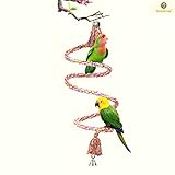 SunGrow 59” Rope Perch for Parrots - Brightly Colored Handmade Eco-Friendly Chew Toy for Birds - Ideal for Relaxing or Working on Balance and Agility