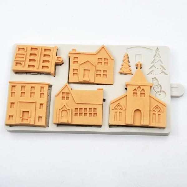 3D Xmas Christmas Tree House Silicone Mold For Fondant Cake Decor Chocolate Sugarcraft Gingerbread Baking Mould