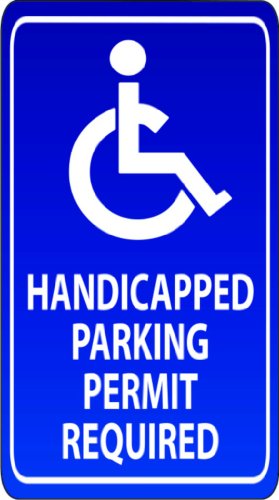 Top Selling Decals - Prices Reduced : Handicapped Parking Permit - Road Sign - Picture Art - Size : 8 Inches X 16 Inches - Vinyl Wall Sticker - 22 Colors Available - Thumbnail 3