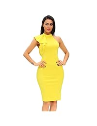 Eastylish vestido de mujer con mangas volantes y un hombro para fiesta