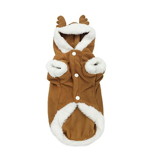 Pet Puppy Dog Christmas Reindeer Costume Two Leg Elk Hoodie Coat Warm Winter Jumpsuit Jacket Clothes