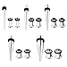 Ear Gauges Stretching Kit Tapers with Plugs Stainless Steel Single Flared 12G,10G,8G,6G,4G Gauge Kit (15 Pack)