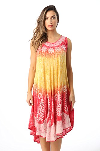Riviera Sun Rayon Crepe Marble Sleeveless Umbrella Dress 21839-MUL-M