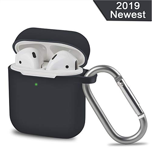 Airpods Cases,Ultra Slim Shockproof Protective Airpods Cover Accessories Kits Skin Silicone Chargeable Headphone Case with Anti-Lost Carabiner for Apple Airpods Case(Support Wireless Charging)