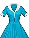 GownTown Womens 1950s Cape Collar Vintage Swing Stretchy Dresses, Seagreen, X-Large