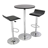 Winsome 24-Inch Spectrum 3-Piece Pub Table Chrome Set, Black, Round