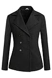 Meaneor Women's Toggle Double Breasted Trench Coat Pea Winter Jacket Blazer