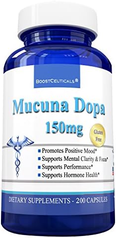 Dopa Mucuna 150mg - 15% L Dopa Velvet Bean Extract Mucuna Pruriens Capsules by BoostCeuticals (200)