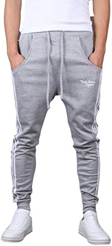 Summer River Men's Casual Slim Fit Jogging Harem Pants Drop Crotch Sports Trousers PT006 (XX-Large, GRAY)