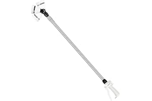 RESTMO 36”-60” Metal Watering Wand, Long Telescopic Tube | 180° Adjustable Ratcheting Head | 7 Spray Patterns | Flow Control, Garden Hose Sprayer to Water Hanging Baskets, Shrubs, White