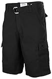 One Tough Brand Men's Cotton Twill Belted Cargo Shorts-Black-38