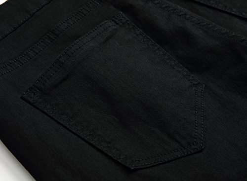 Qazel Vorrlon Men's Black Ripped Skinny Distressed Destroyed Straight Fit Jeans with Holes