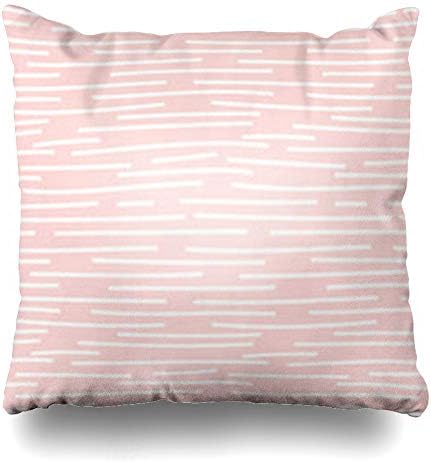 ArtsDecor Throw Pillow Covers Pointilism Pink Hand Rose White Irregular Dotted Line Drawn Pattern Abstract Zen Doodle Simple Home Decor Cushion Square Size 18" x 18" Zippered Sofa Pillowcase