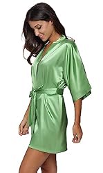 The Bund womens Pure Colour Short Kimono Robes with