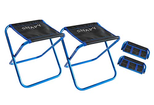 SNAPY 2-Pack Mini Folding Camping Stool, Lightweight Camp Stool, Portable Folding Camp Chair, Outdoor Ultralight Camping Chair for BBQ, Camping, Fishing, Travel, Hiking (12″x11″x12.3″, Blue)