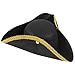 Funny Party Hats - Colonial Style Tricorn Hat - Pirate, Jack Sparrow, Musketeer, Revolutionary War Deluxe Hat