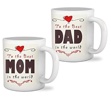 Tied Ribbions Printed Coffee Mug, 325ml, Set of 2, Multicolour