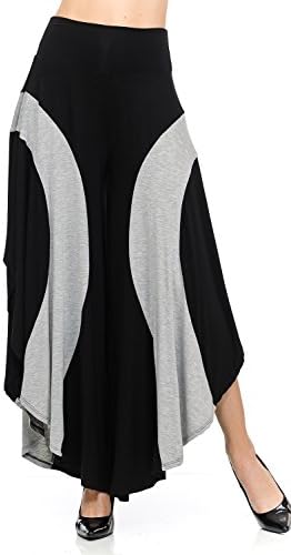 JDJ CO. Women's Layered Wide Leg Flowy Cropped Palazzo Pants, 3/4 Length High Waist Palazzo Wide Legs Capri Pants