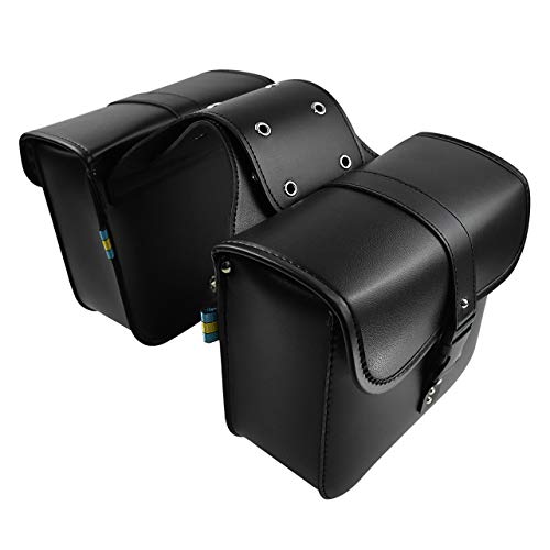 Rebacker Motorcycle Saddle Bag Universal for Harley for Honda for Yamaha Cruiser PU Leather Tool Bag Panniers,Black