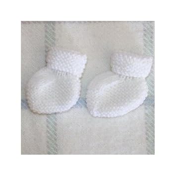 Chaussons Bebe Fait Main Blanc 1 Mois Amazon De Baby