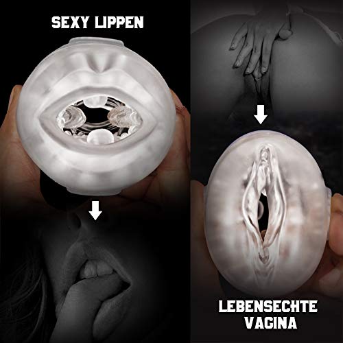 MORUIOY Transparenter Masturbator Cup, diskrete 3D Oral Masturbatoren, Realistische Blow Job Vagina masturbieren mann, Manueller Cup-Masturbatoren, Silikon Sexspielzeug für männer Erotik